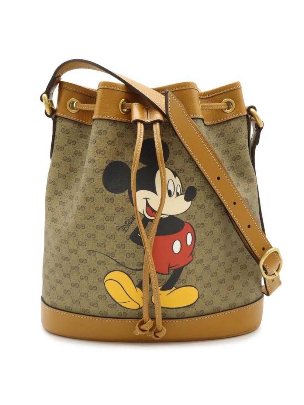 Gucci Micro GG Disney Collaboration Mickey Mouse Small Bucket Bag Drawstring